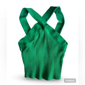 Zara Green Ribbed Tank Top cotton‎ size small